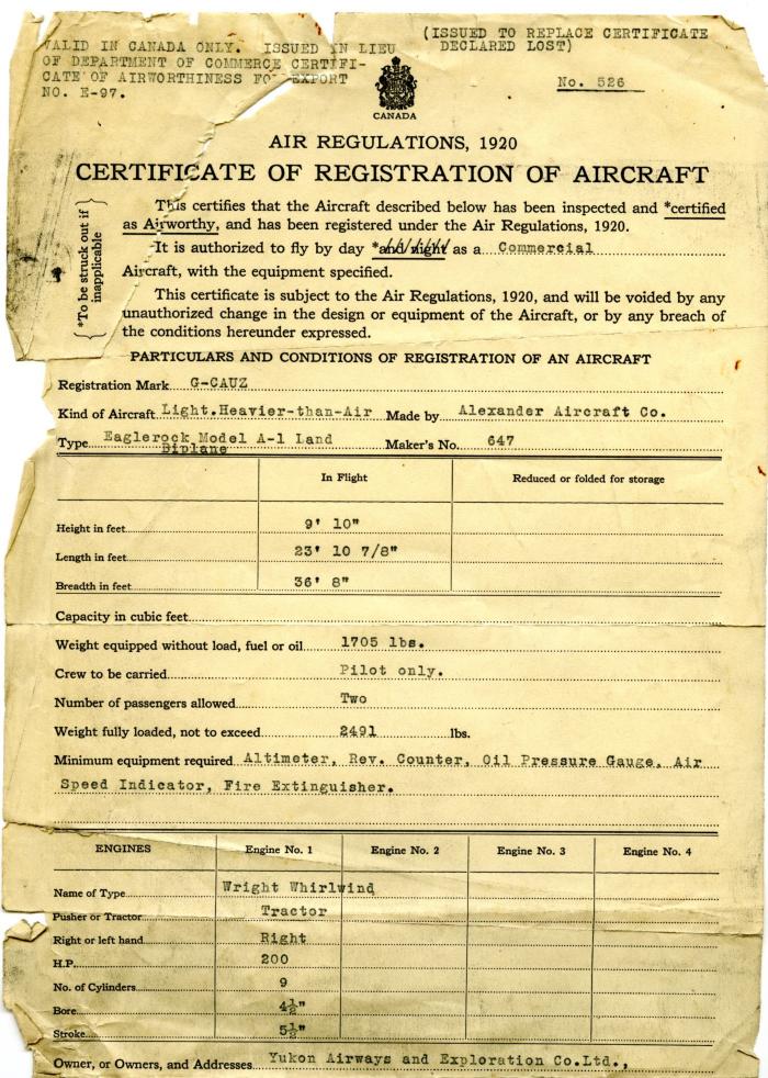 Certificate, Registration